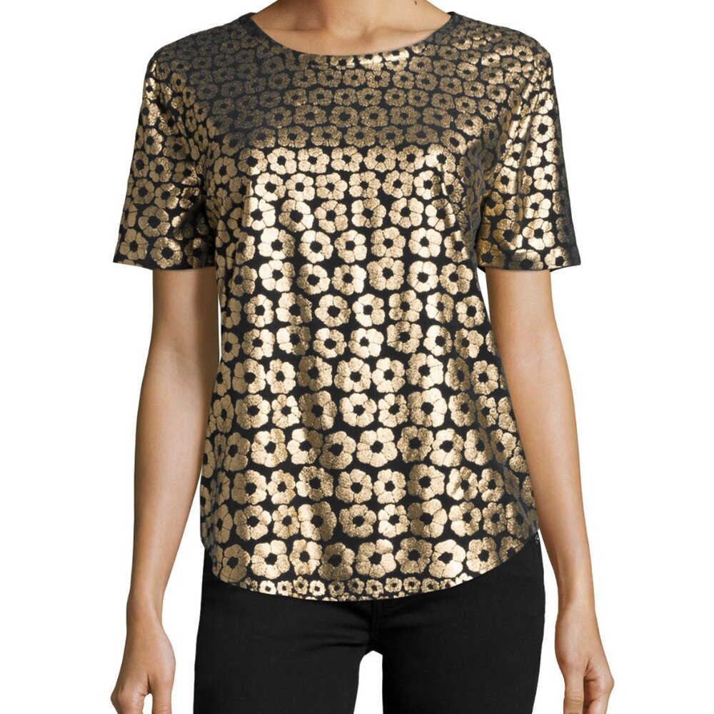 Equipment Silk Floral Riley Tee Top Size XS – Black Gold Short Sleeve Blouse